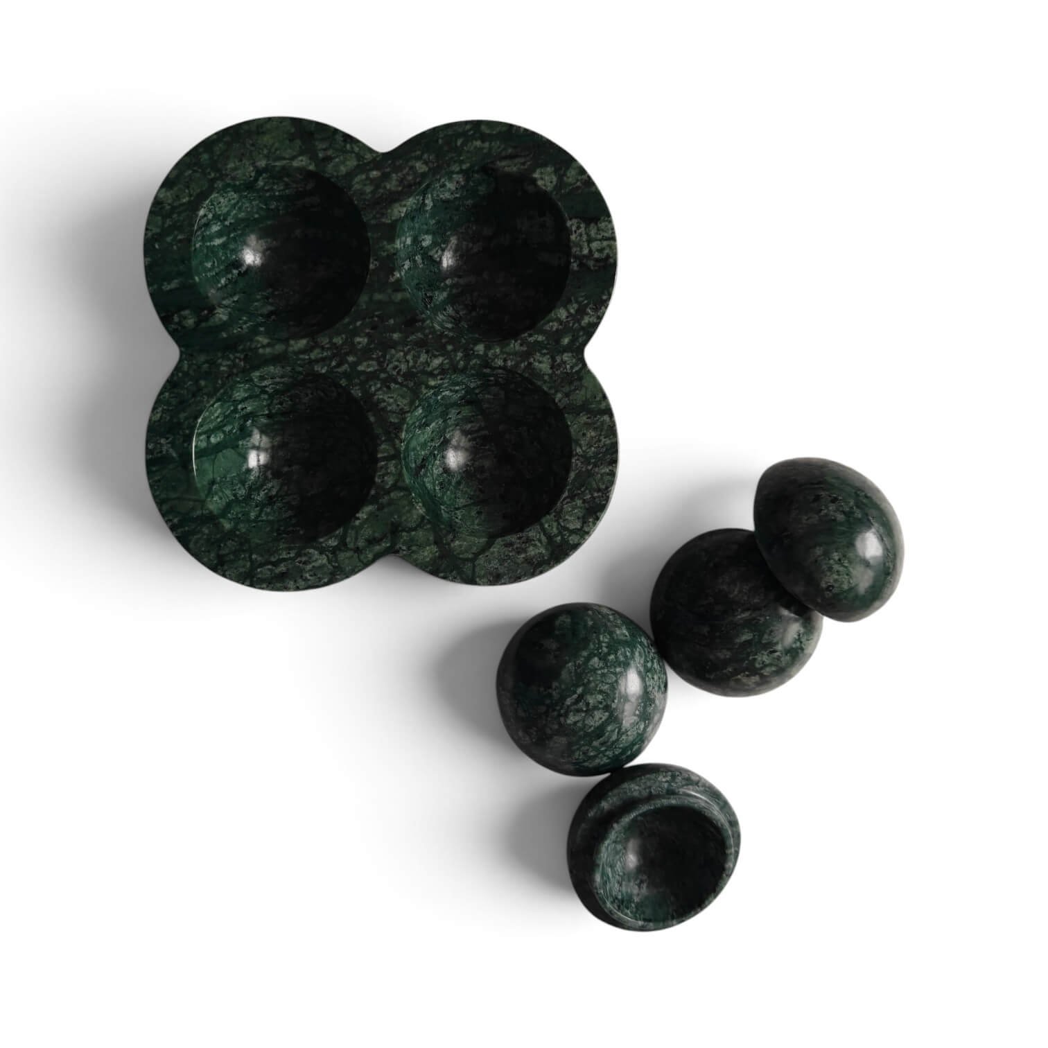 Four compartment green marble pill box